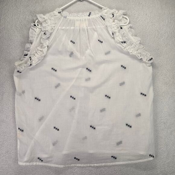 Woven By Synergy Sheer Top Womens XL Sleeveless Ruffle Organic Cotton - Picture 5 of 7